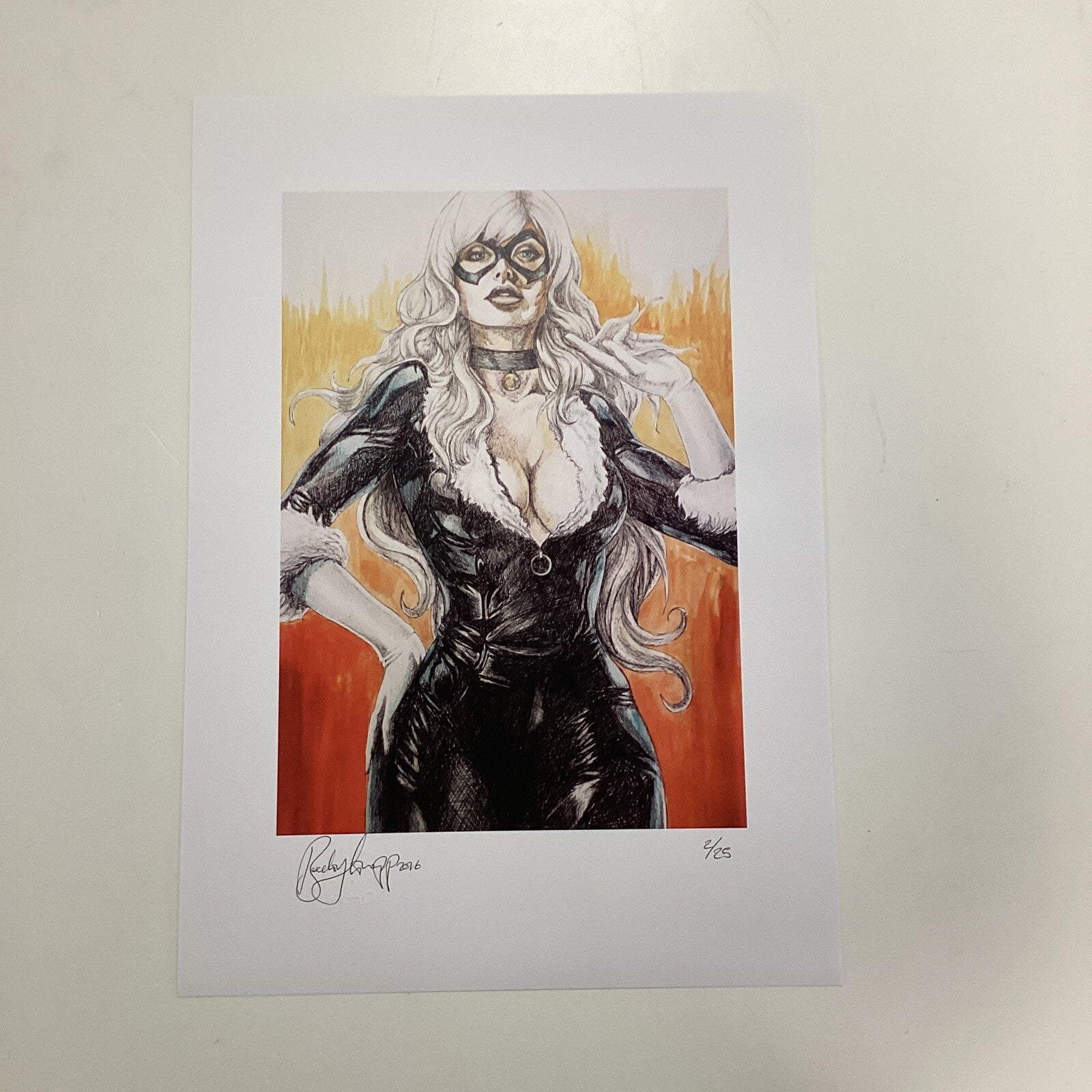 Black Cat Signed Art Print by Becky Knapp0