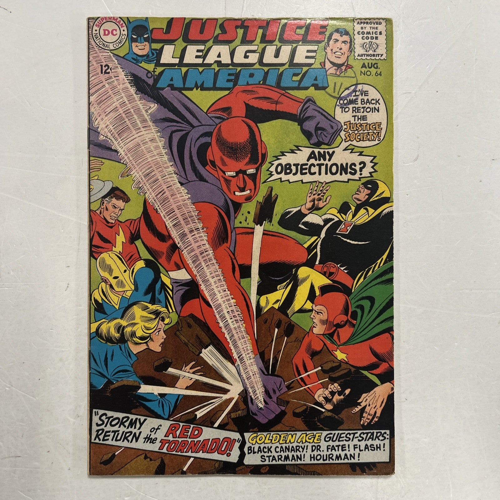 Justice League of America #64 1968 FN 1st Silver Age Red Tornado Pence Stamp0