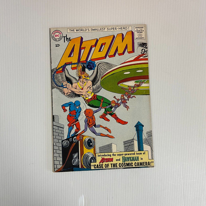 DC The Atom #7 1963 FN+ Cent Copy Pence Stamp 1st meeting of Atom and Hawkman