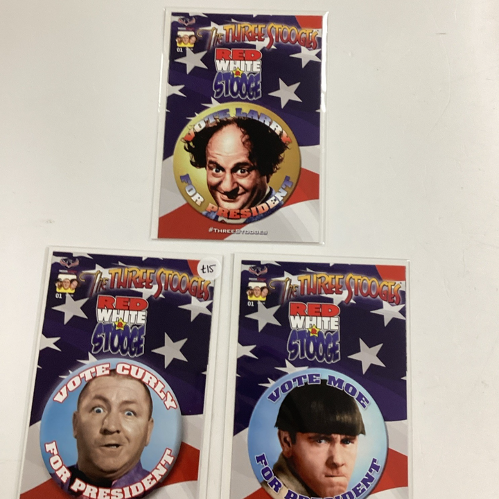 Three Stooges Red White & Stooge #1 2016 NM Curly, Larry & Moe variants American0