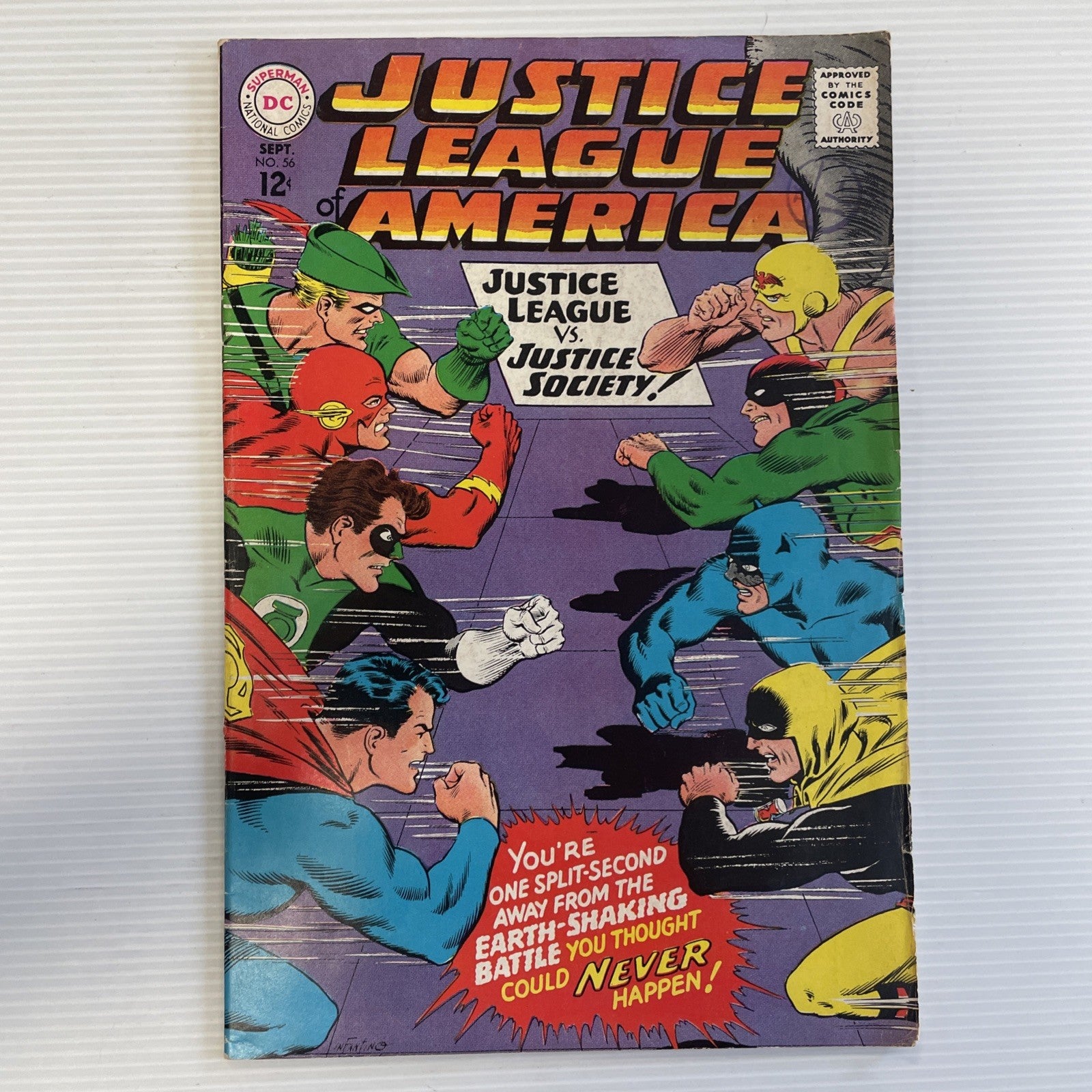 Justice League of America #56 1967 VG+ vs Justice Society Pence Stamp0