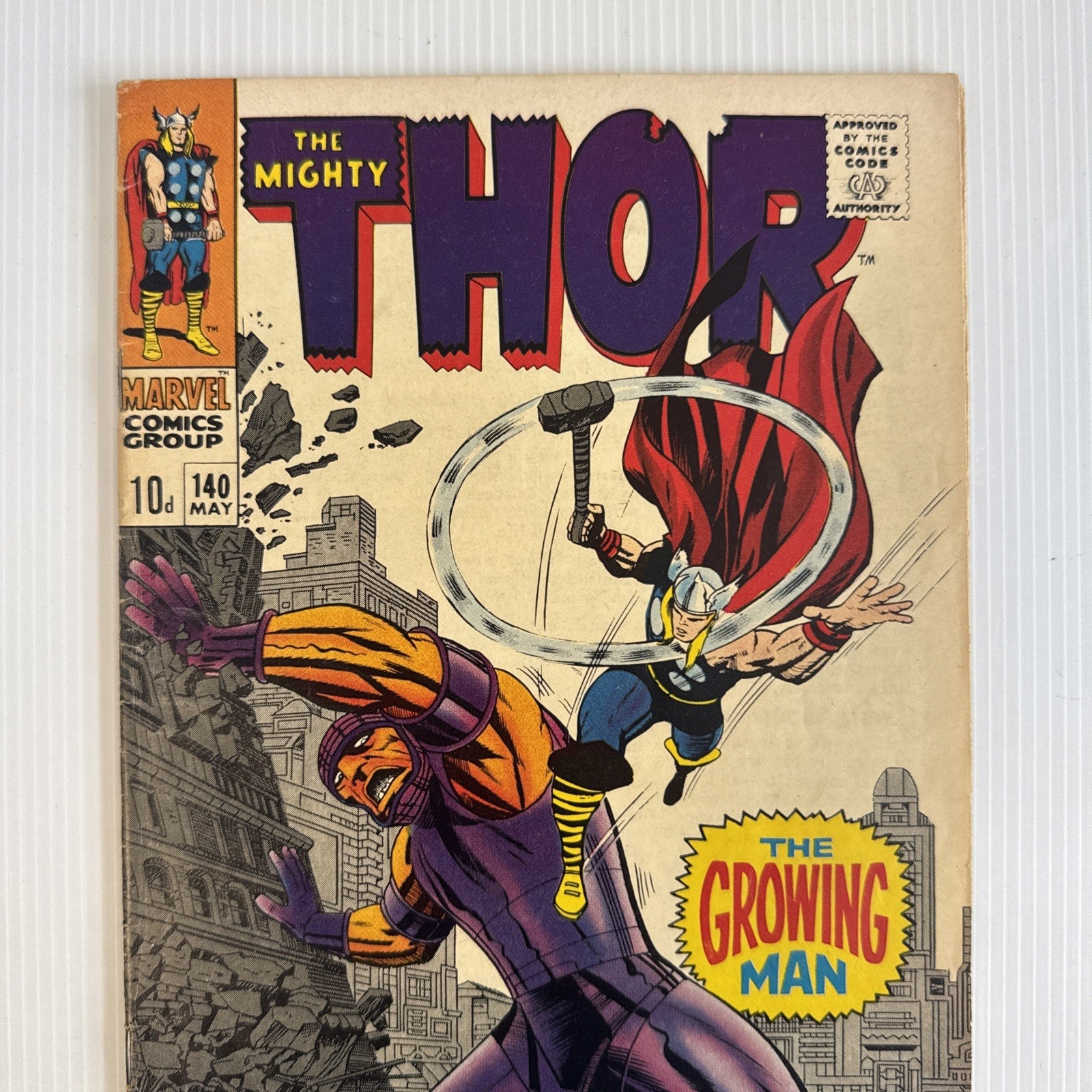 The Mighty Thor #140 1967 VG+ 1st Growing Man Pence Copy1