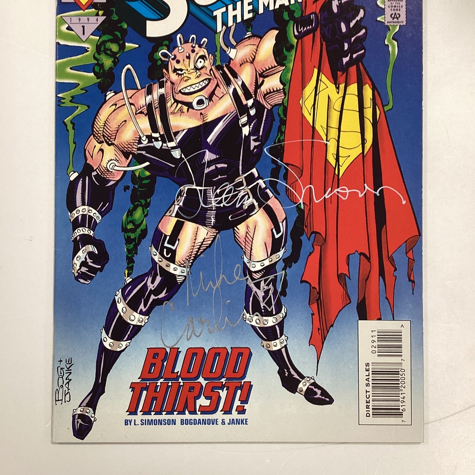 Superman Man of Steel #29 1994 Signed by Simonson & Mike Carlin2