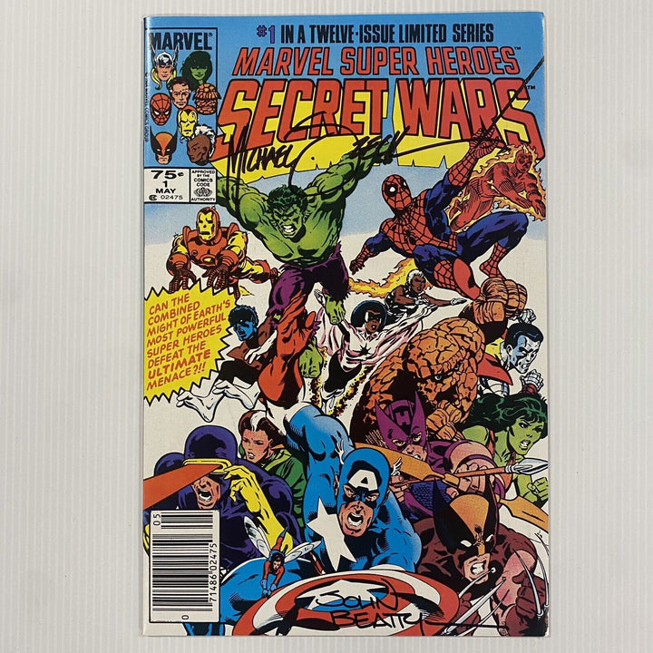 Super Heroes Secret Wars #1 Signed BEATTY ZECK Newsstand Blue Galactus Error NM