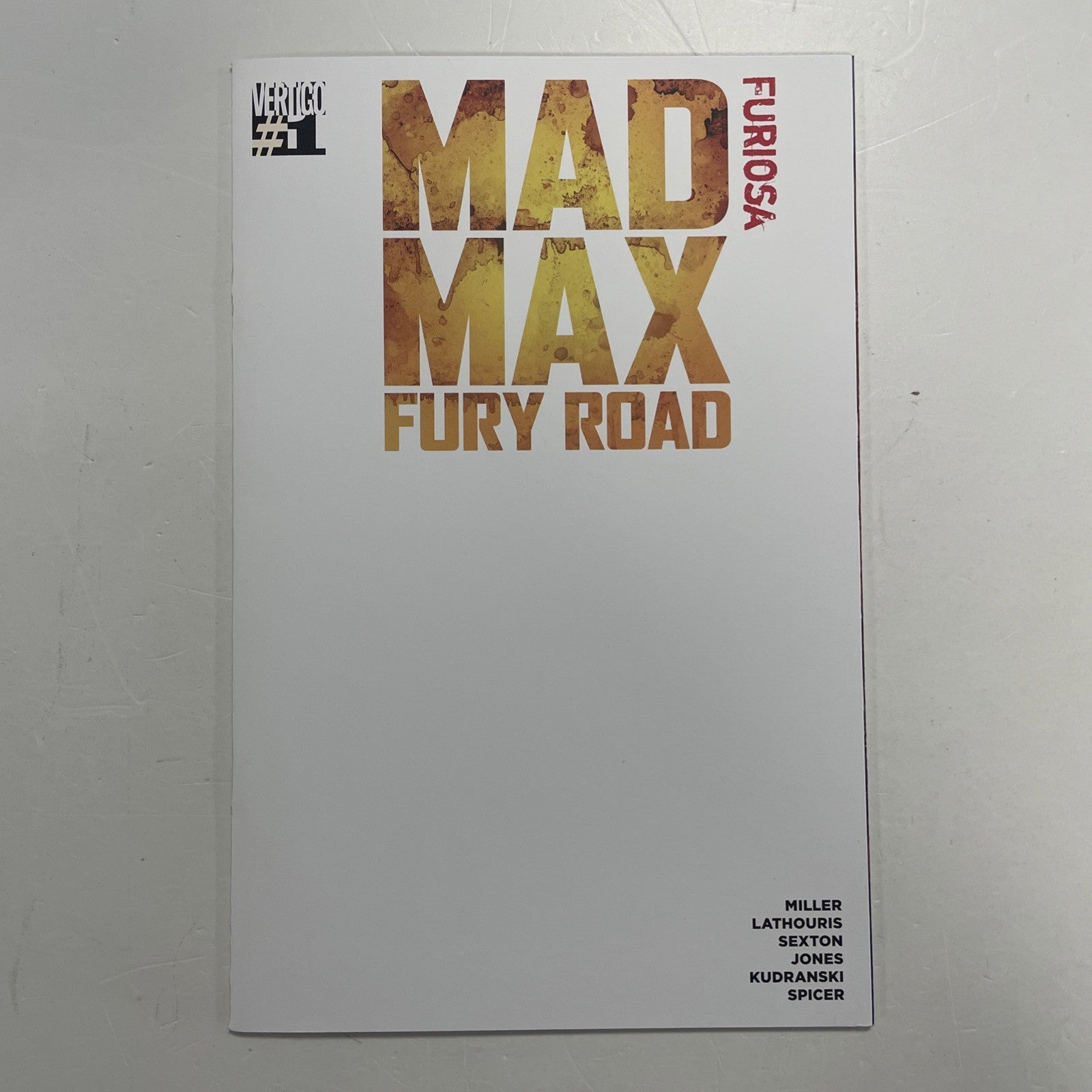Mad Max Fury Road Furiosa #1 2015 Blank Sketch Variant NM0