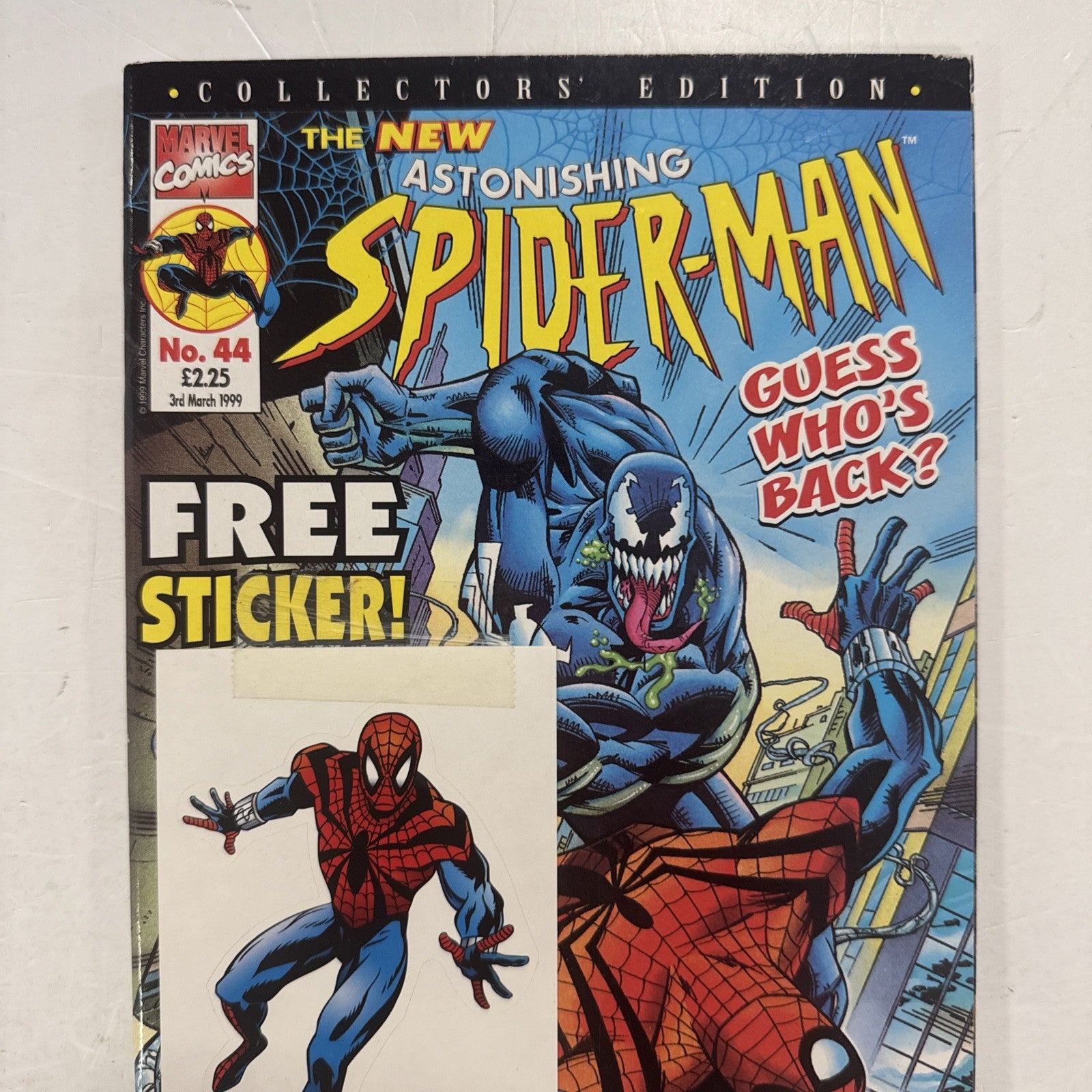 Astonishing Spider-Man #44 1999 VF- UK Marvel Panini Inc. Free Gift Stickers1