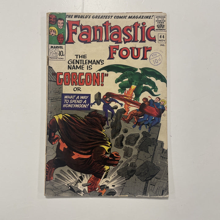 Fantastic Four #44 1965 GD/VG 1st Appearance Gorgon Pence Copy, Pence Stamp0