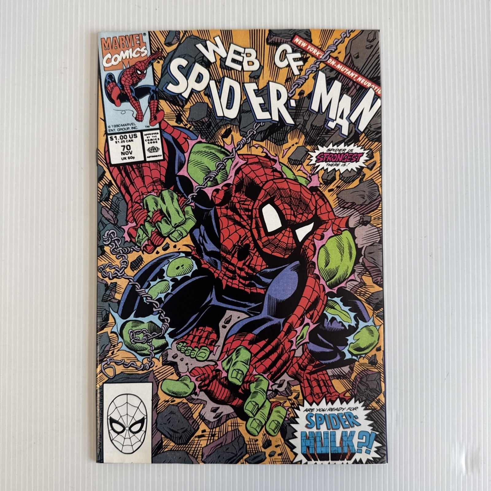 Web of Spider-Man #70 1990 VF/NM 1st Appearance of Spider-Hulk0