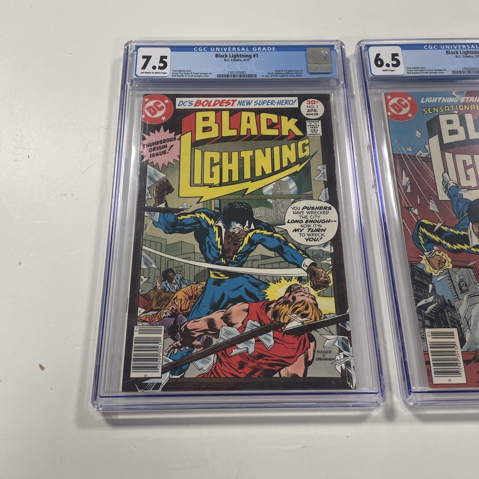 Black Lightning #1 & #2 1977 CGC 7.5 & 6.5 1st App & Origin of Black Lightning1