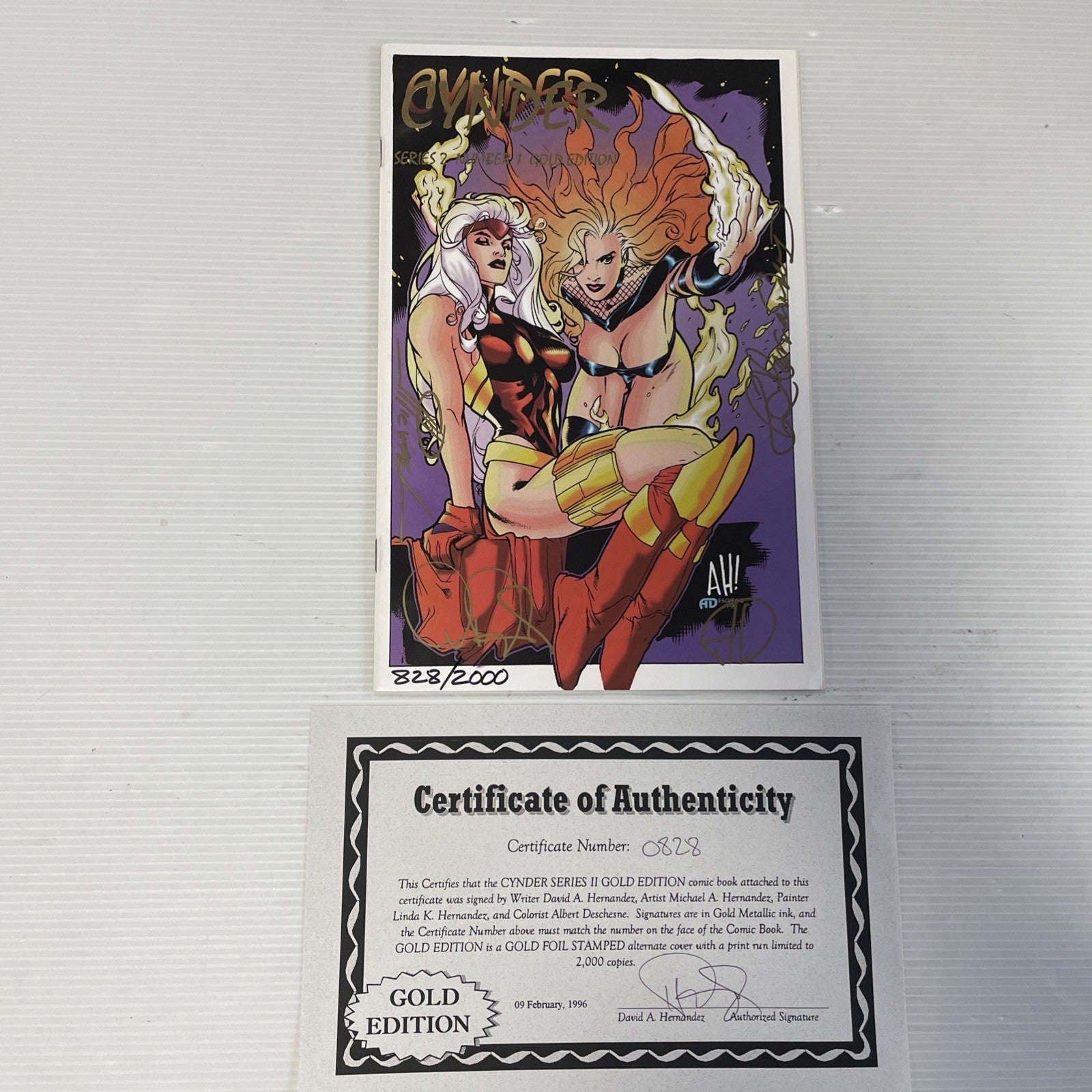 Cynder Series II 1996 VF/NM Gold Edition Adam Hughes Artwork Signed x4 with CoA0
