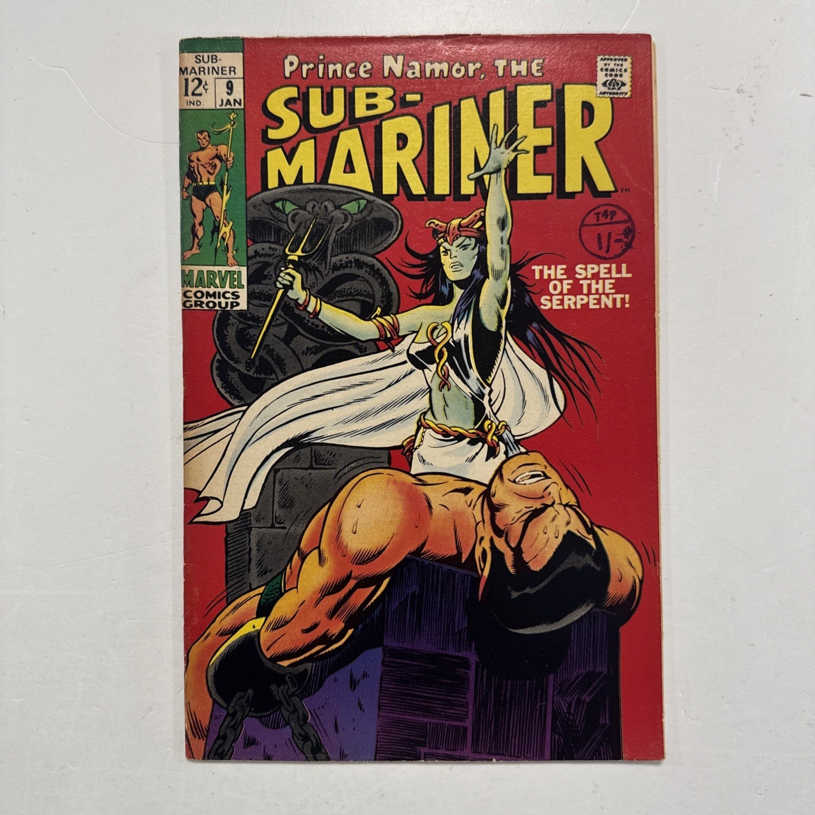 Sub-Mariner #9  VG+ 1968 VG+ 1st Appearance Naga & Serpent Crown Pence Stamp0