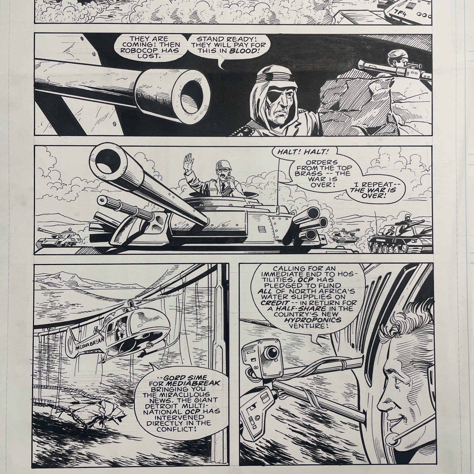 Lee Sullivan Original Art for Marvel's Robocop #6 Page 27 19905