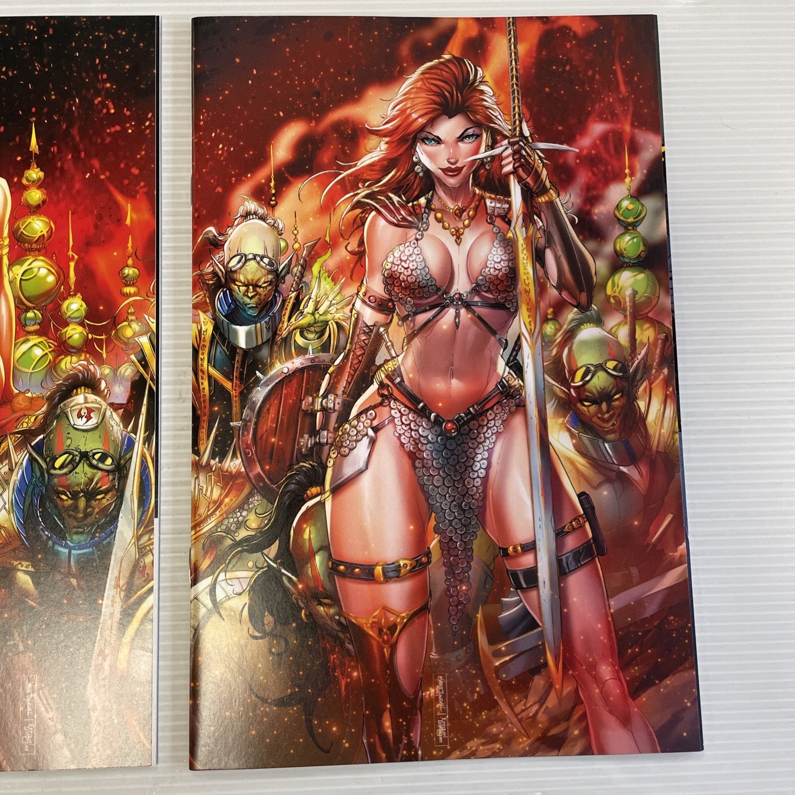 Red Sonja Vampirella #1 #2 2022 NM 616 Jamie Tyndall Virgin Connecting Fire4