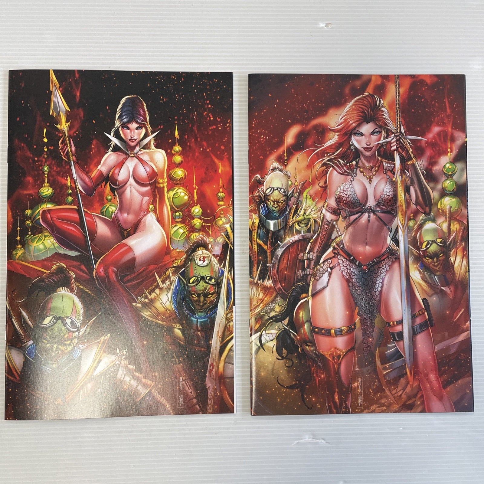 Red Sonja Vampirella #1 #2 2022 NM 616 Jamie Tyndall Virgin Connecting Fire0
