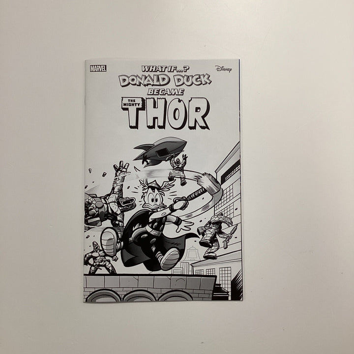 What If Donald Duck Became Thor #1 2024 NM 1:100 Black White Variant Disney (1)0