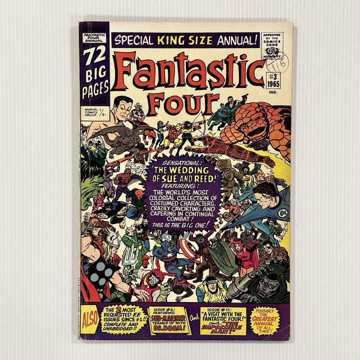 Fantastic Four King Size Annual #3 1965  FN+ Pence Copy Pence Stamp