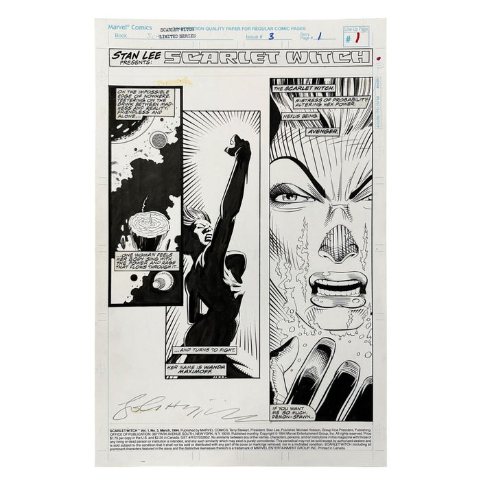 Original Artwork Marvels The Scarlet Witch #3 Page #1 by John Higgins 1994