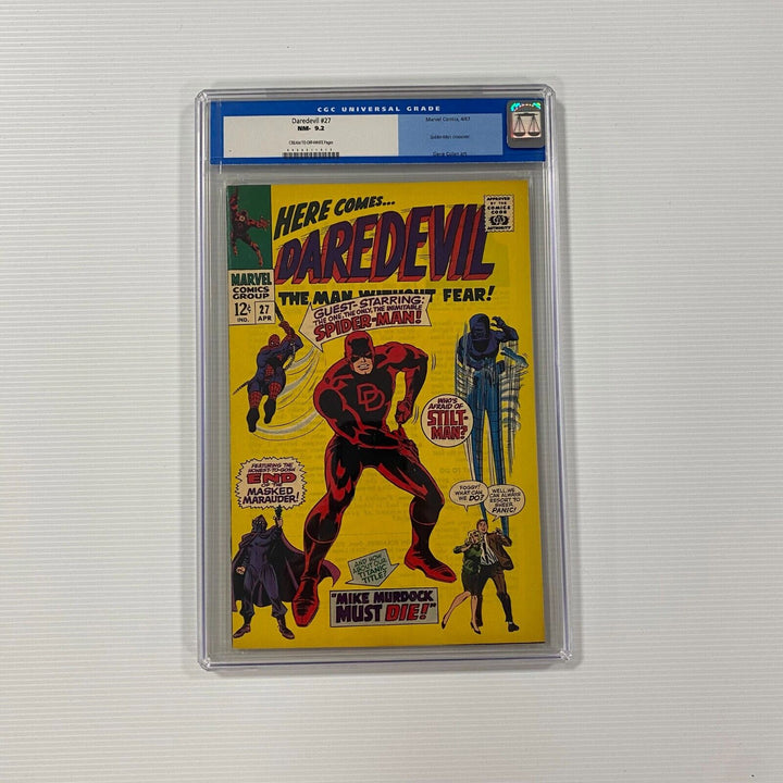 Daredevil #27 NM- 9.2 CGC Cream/Off White Pages Gene Colan 1967 Spider-Man Cross