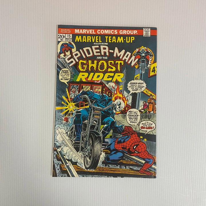 Marvel Team-Up Spider-Man Ghost Rider #15 1973 VF+ 1st meeting, Orb Cent Copy