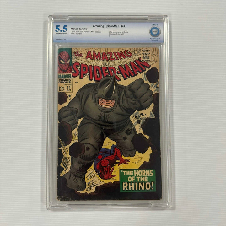 Amazing Spider-Man #41 1966 5.5 CBCS OW / W Pages 1st Appearance of Rhino