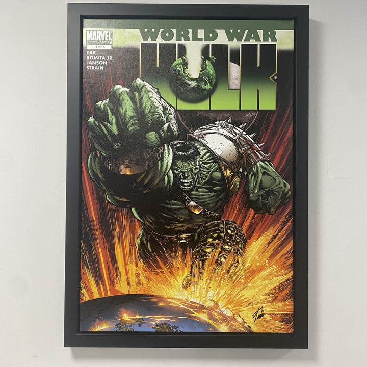 Stan Lee Signed: World War Hulk #1/5 Box Canvas, 91/195 Framed