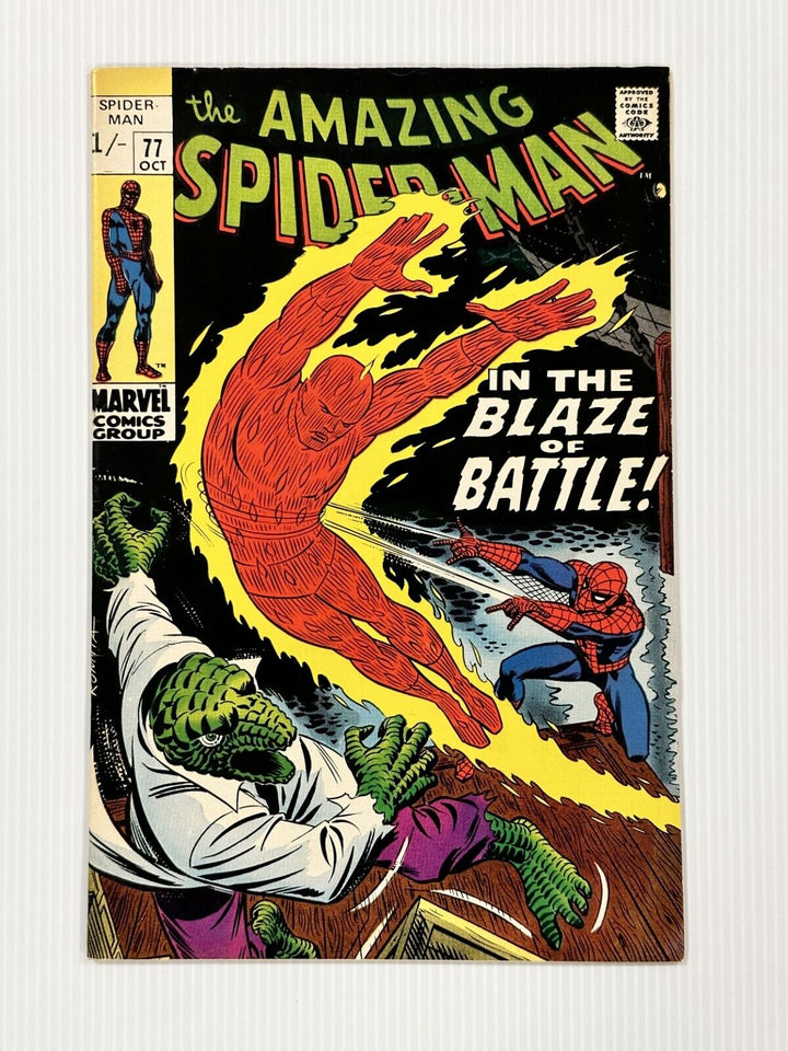 Amazing Spider-Man #77 1969 VF pence copy Human & Torch Lizard