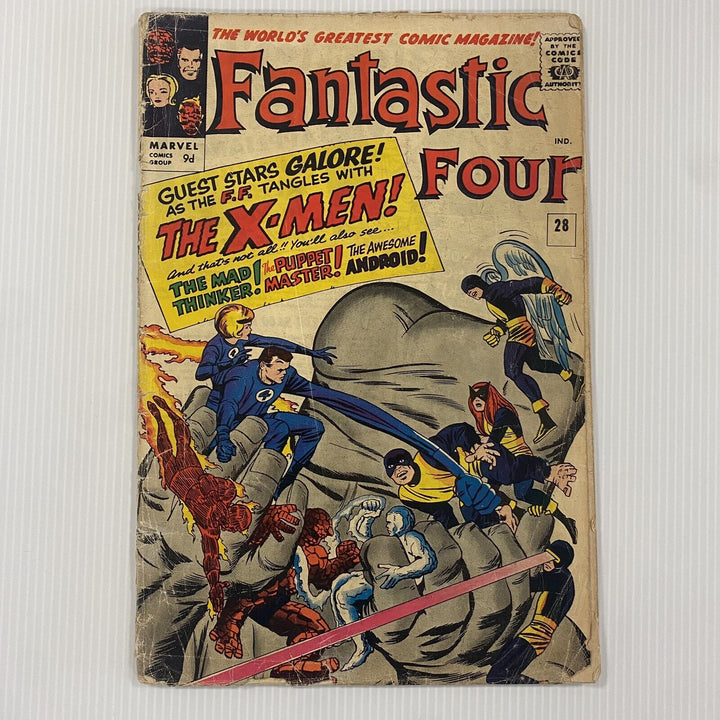 Fantastic Four #28 GD 1964 1st X-Men Crossover Pence Copy Raw Marvel Comic