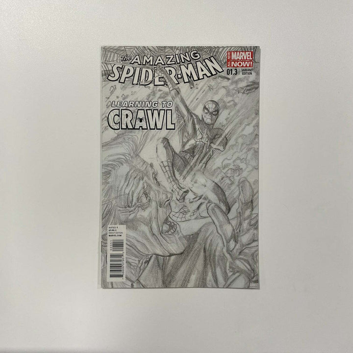 Amazing Spider-Man #1.3 Alex Ross 1:200 Sketch B&W Variant Cover 2014 Raw Comic