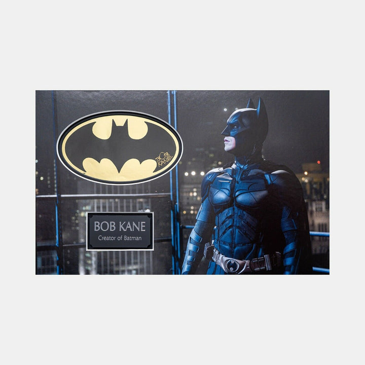 Batman Gold Foil Sicker Signed by Bob Kane (Creator of Batman) Christian Bale