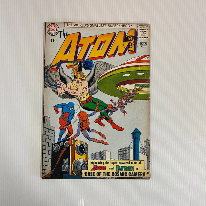 DC The Atom #7 1963 FN- Cent Copy Pence Stamp 1st meeting of Atom & Hawkman