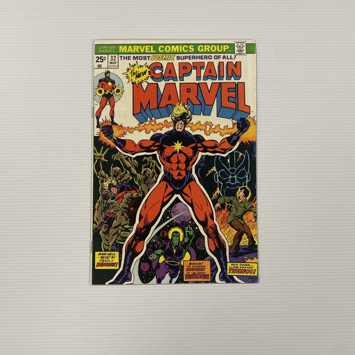 Captain Marvel #32 1974 FN/VF Drax Origin Cent Copy