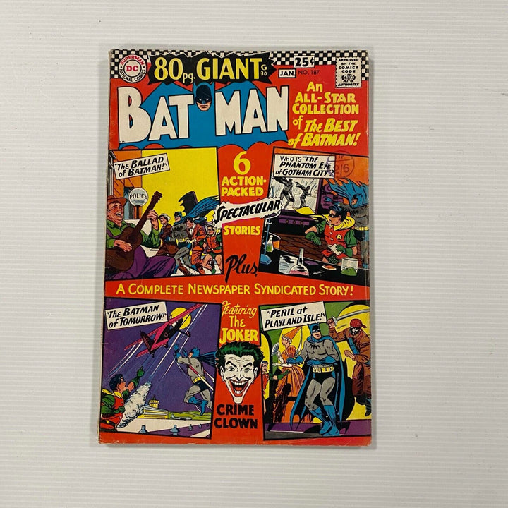 80 Page Giant Batman #187 1967 FN Cent Copy Pence Stamp