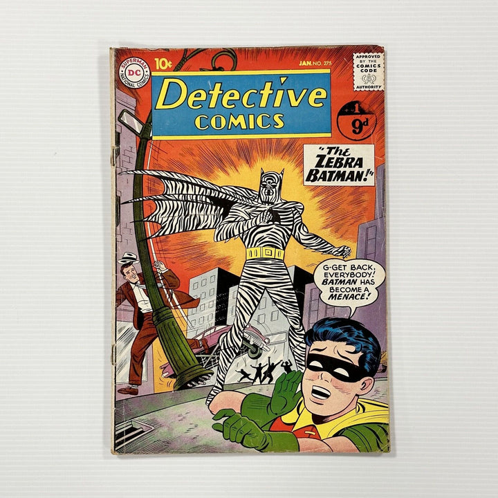 Detective Comics #275 1960 VG 1st App. of Zebra Batman Cent Copy Pence Stamp