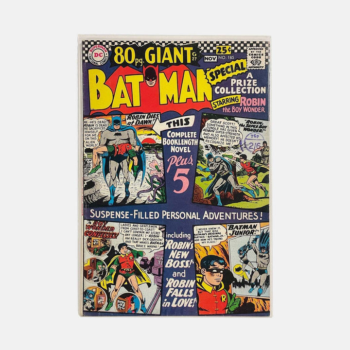 80 Page Giant Batman #185 Vol 1. FN 1966 Raw Comic, 1966 Cent copy Pence Stamp