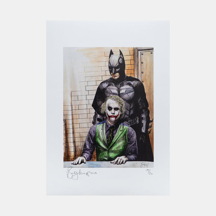 The Dark Knight: Batmans Interrogation Signed Art Print by Becky Knapp