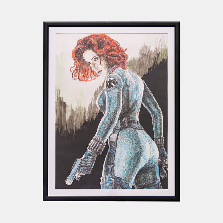 Black Widow Original Art Framed by Becky Knapp - worldofsuperheroesuk
