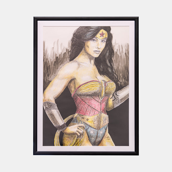 Wonder Woman Original Art Framed by Becky Knapp - worldofsuperheroesuk