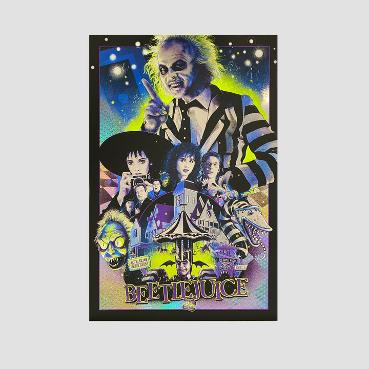 Beetlejuice by Vance Kelly Screen Print Holographic Shiny Paper Limited Edition