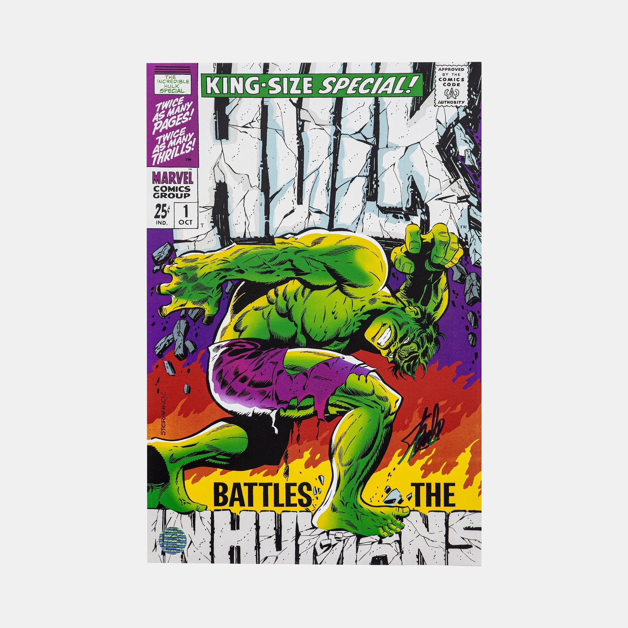Hulk (King-Size Special!) #1 18x12 Stan Lee Signed Photograph 