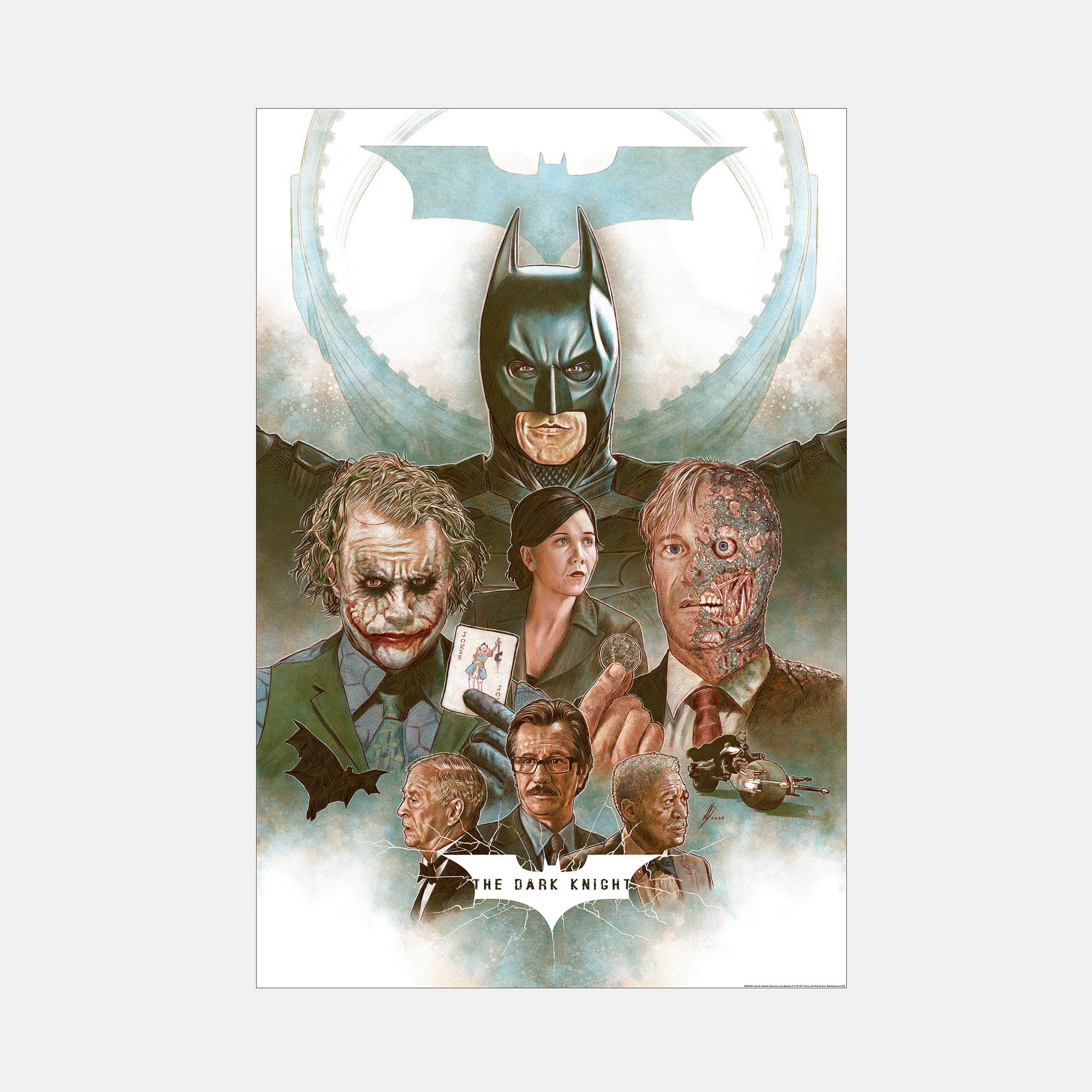 The Dark Knight Trilogy Matching Number Set by Neil Davies Art Print Poster - World of Superheroes