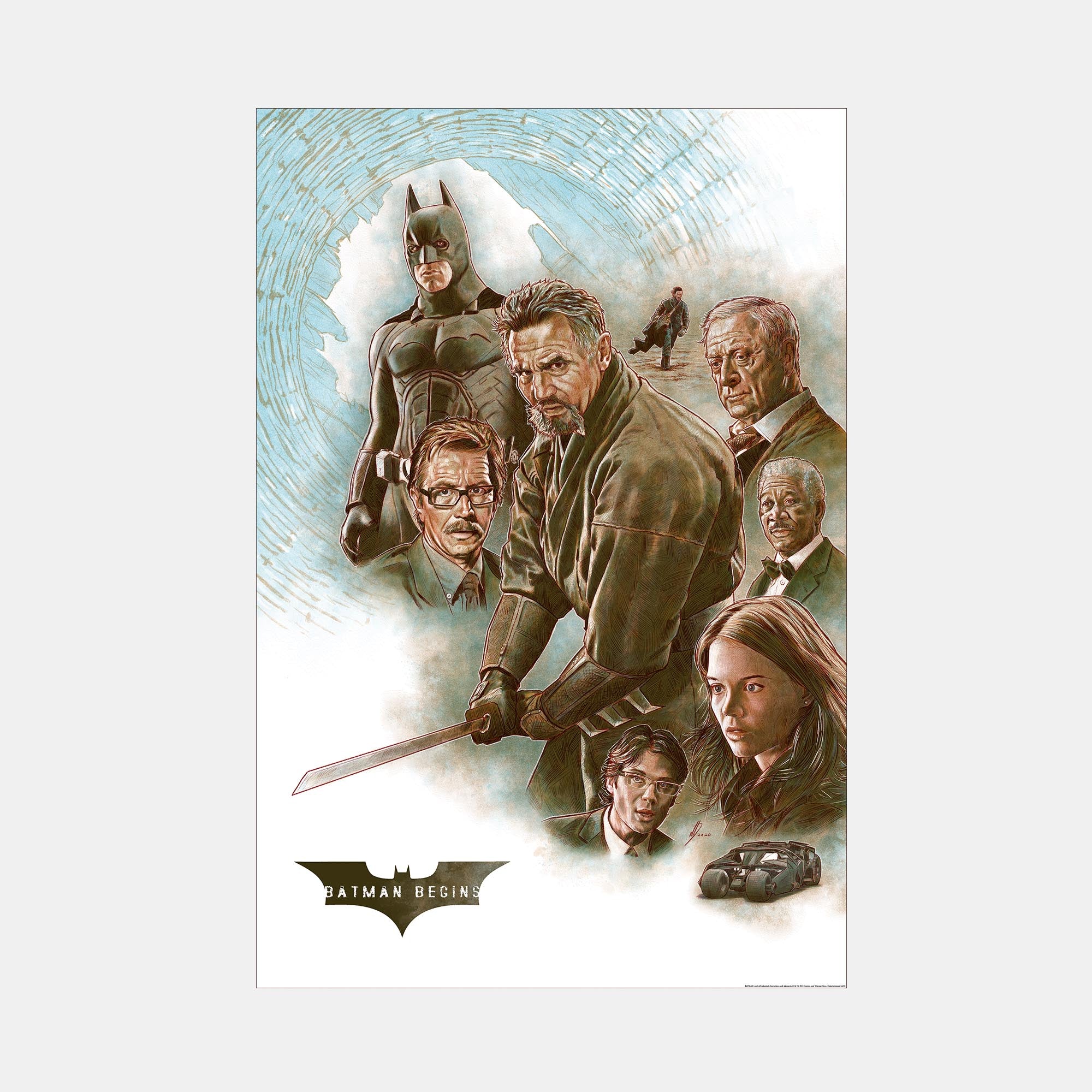 The Dark Knight Trilogy Matching Number Set by Neil Davies Art Print Poster - World of Superheroes