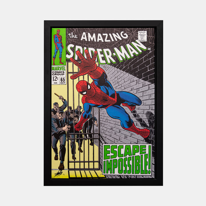 Stan Lee Signed: The Amazing Spider-Man #65 Escape Impossible Box Canvas Framed - worldofsuperheroesuk