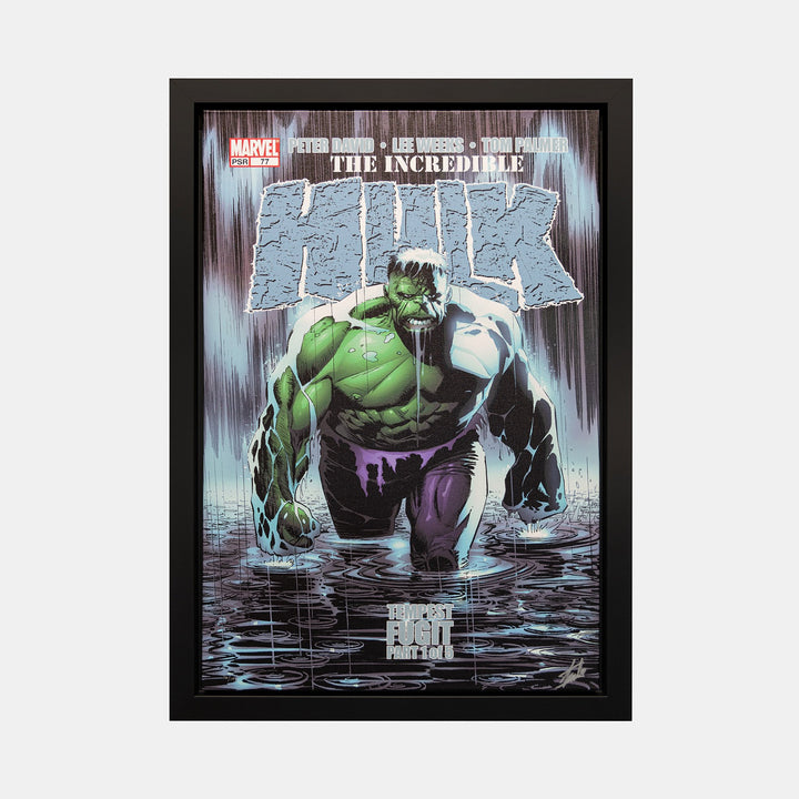 Stan Lee Signed: The Incedible Hulk #16 Tempest Fugit Box Canvas Framed - worldofsuperheroesuk